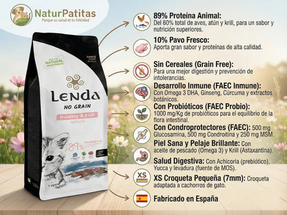 Saco de pienso Lenda Grain Free para gatitos sabor Ave y Pescado con probióticos y croqueta pequeña