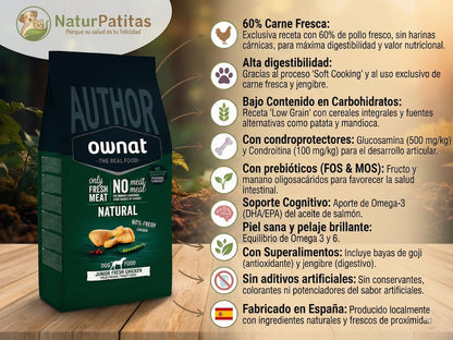 Pienso de 60% Pollo fresco para Perro cachorro sin harinas cárnicas y bajo en cereales