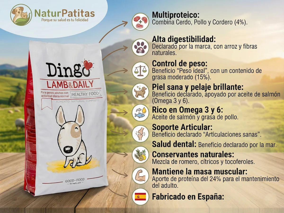 Saco de pienso completo de Cerdo y Cordero para Perro para mantenimiento diario