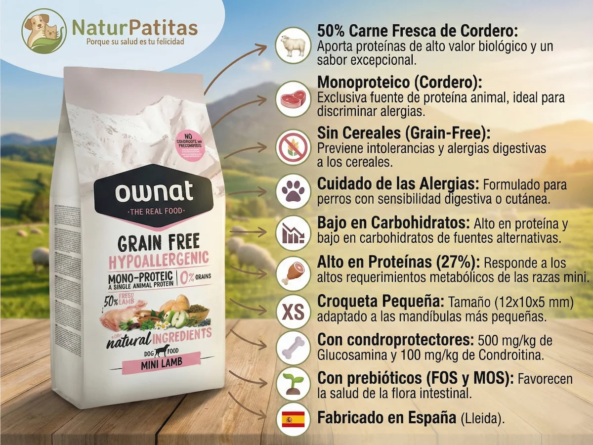 Pienso hipoalergénico con 50% cordero fresco para perro de raza pequeña sin cereales