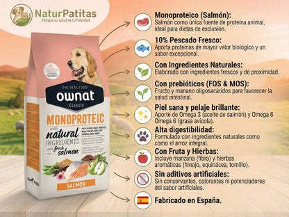 Pienso completo de 30% Salmón y Arroz para Perro monoproteico para piel sana