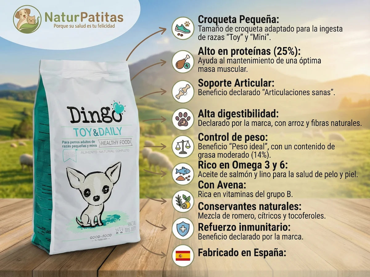 Saco de pienso completo de Pollo para Perro de raza toy y mini con croqueta pequeña