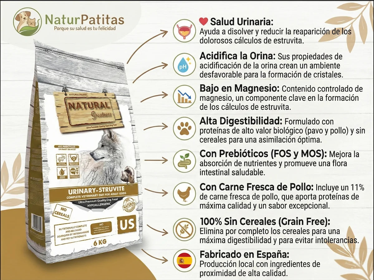 Saco de pienso dietético urinario de Pavo y Pollo para Perro con problemas de estruvita