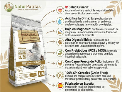 Saco de pienso dietético urinario de Pavo y Pollo para Perro con problemas de estruvita