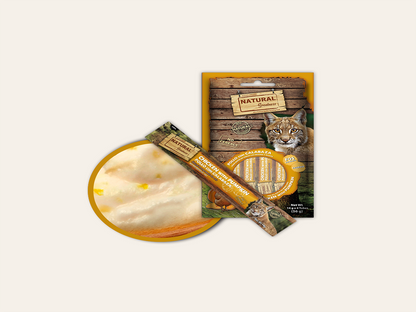 Snack/Topper Complementario Cremoso de POLLO y ATÚN "SIN CEREALES + SALUD DIGESTIVA & REFUERZO INMUNITARIO" para Gato cualquier edad