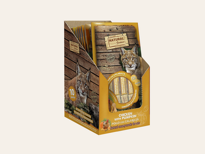 Snack/Topper Complementario Cremoso de POLLO y ATÚN "SIN CEREALES + SALUD DIGESTIVA & REFUERZO INMUNITARIO" para Gato cualquier edad