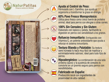 Snack semihúmedo de Pavo con L-Carnitina para Perro con sobrepeso