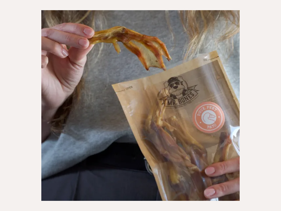 Snack dental natural de 100% Pata de Pato deshidratada para Perro