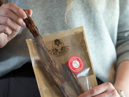 Snack dental natural de 100% Rabo de Toro deshidratado para Perro