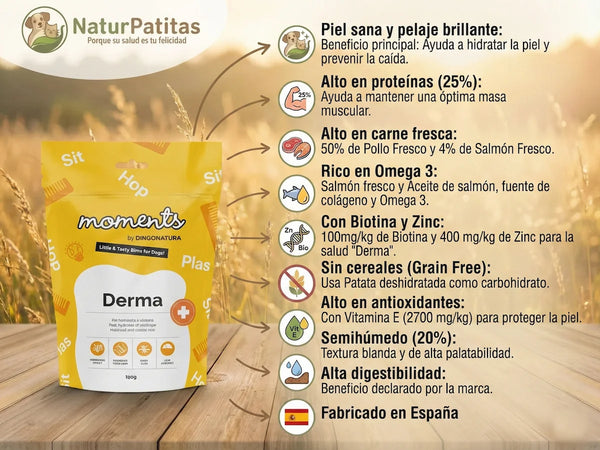 Snack Complementario Funcional SIN CEREALES + PIEL y PELAJE SANO y AYUDA MASA MUSCULAR para Perro Adulto/Senior (también Esterilizado) cualquier tamaño