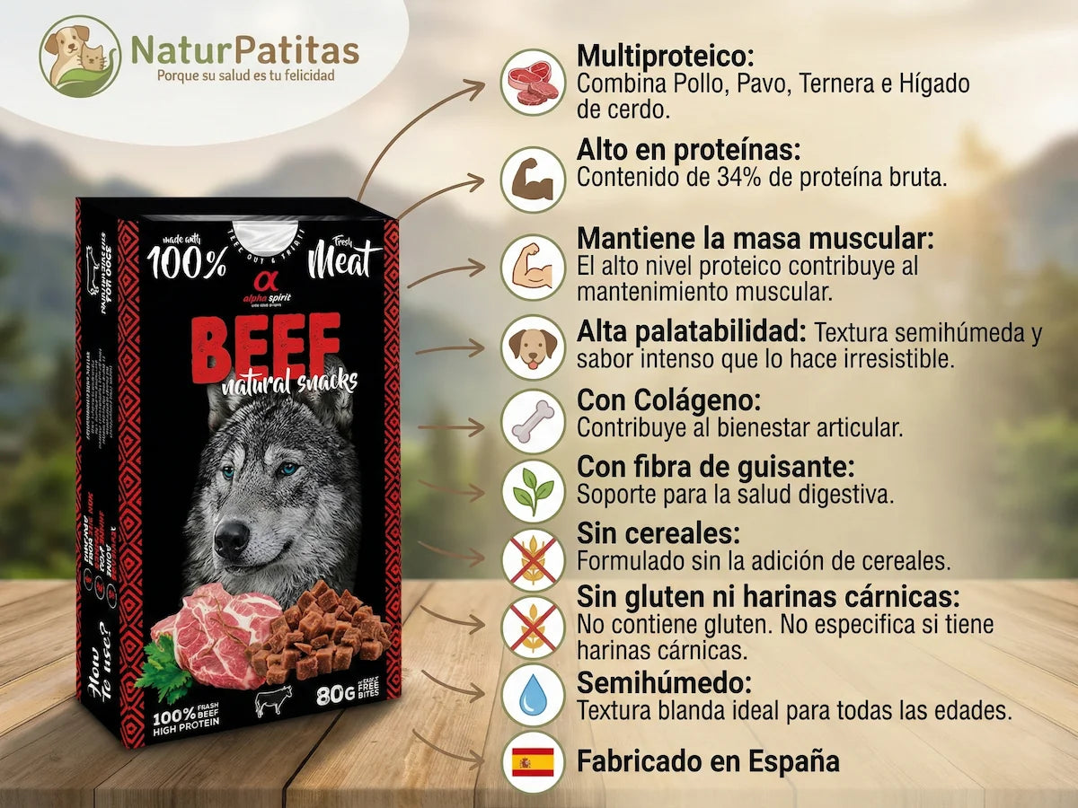 Dados de snack semi húmedo de Pollo, Pavo y Ternera para Perro con colágeno