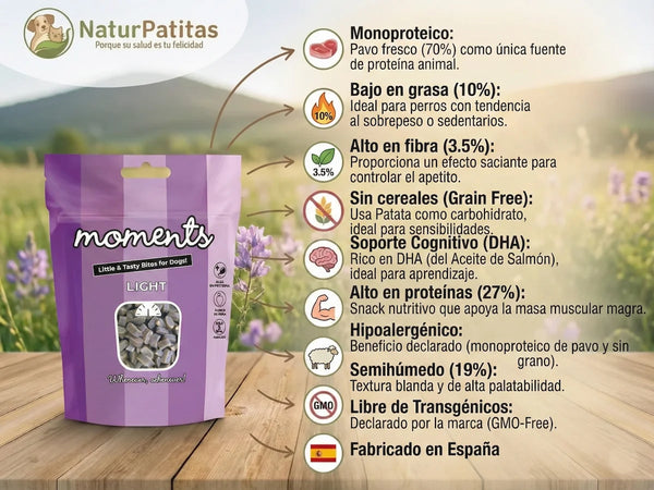 Snack Complementario Funcional de Pavo SIN CEREALES + CONTROL DE PESO y SOPORTE COGNITIVO para Perro de cualquier edad (también Esterilizado) y tamaño