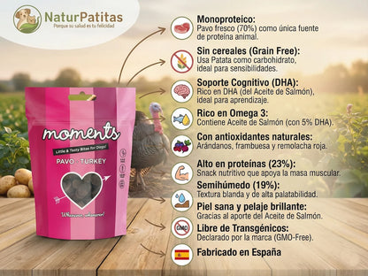 Snack natural de Pavo fresco para Perro rico en DHA sin cereales