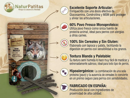 Snack semihúmedo de Pavo para Perro con condroprotectores para las articulaciones