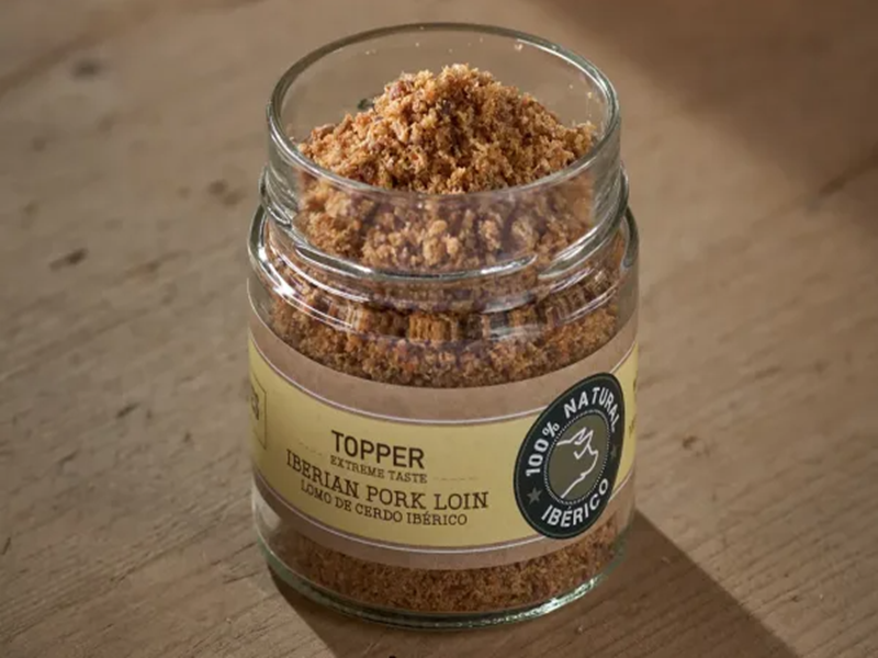 Topper natural de 100% Lomo de Cerdo Ibérico deshidratado para Perro y Gato