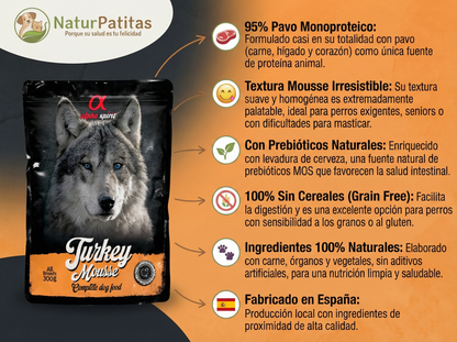 Mousse Completo de Pavo "SIN CEREALES + SALUD INTESTINAL & DIGESTIÓN SENSIBLE" para Perro Adulto/Senior cualquier tamaño