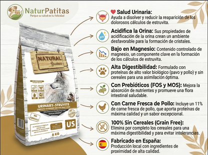 Pienso "VETERINARIO SIN CEREALES SALUD URINARIA-ESTRUVITA & ARTICULAR" para Perro Adulto/Senior cualquier tamaño