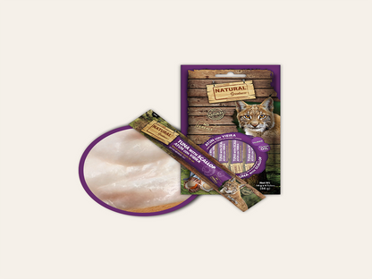Snack/Topper Complementario Cremoso de ATÚN y VIEIRA "SIN CEREALES + FUNCIÓN CEREBRAL & PIEL SANA" para Gato cualquier edad