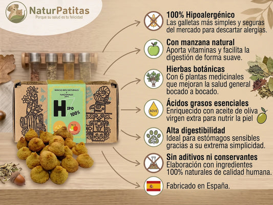 Snack Funcional de Garbanzo y Manzana SIN CEREALES + 100% HIPOALERGÉNICO y ESTÓMAGOS SENSIBLES para Perro y Gato de Todas las Etapas y Tamaños (también Esterilizados)