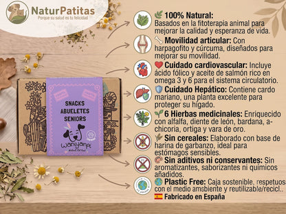 Snack Funcional de Proteína Vegetal SIN CEREALES + APOYO ARTICULAR y CUIDADO HEPÁTICO para Perro Adulto/Senior y Cualquier Tamaño (también Esterilizados)