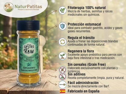 Suplemento de Alfalfa e Hierbas Medicinales SIN CEREALES + PROTECCIÓN ESTOMACAL y REGENERACIÓN FLORA para Perro Adulto/Senior Cualquier Tamaño (también Esterilizados)