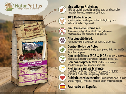 Pienso de Pollo, Pavo y Salmón "SIN CEREALES + DIGESTIVO & APOYO ARTICULAR" para Gato Gatito/Adulto también Esterilizado